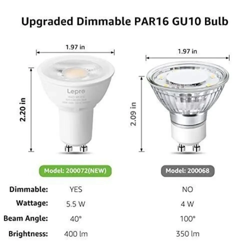 Lepro GU10 LED Bulb Dimmable, 50W Halogen Equivalent Light Bulbs, 5.5W 5000K - Picture 3 of 11